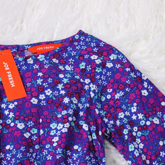 NEW Joe Fresh Purple Allover Floral Print Dress - Picture 3 of 8